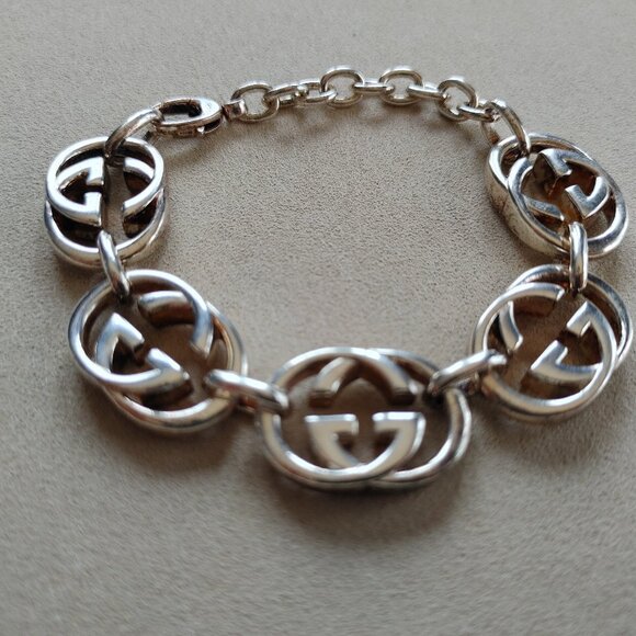 Gucci Britt Interlocking G Logo .925 Sterling Silver Bracelet - Picture 7 of 10